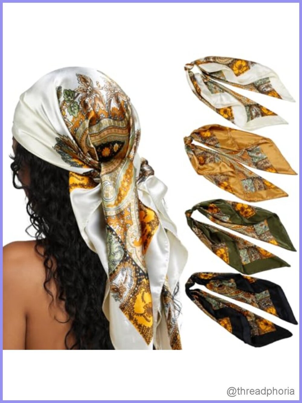Silk Blend Square Head Scarf for Women 35x35